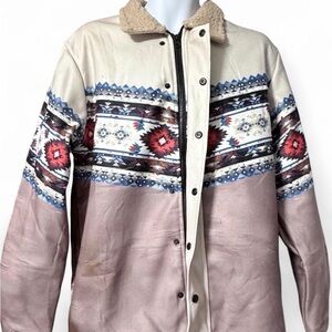 Print Jacket with Sherpa Collar